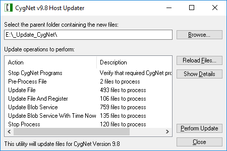 CygNet Host Updater sample dialog box